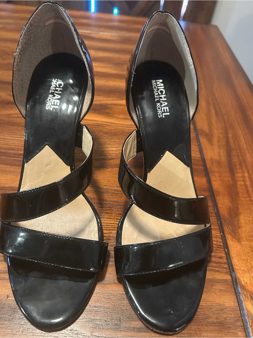 Michael Kors Black Patent Leather d'Orsay Strappy Heels